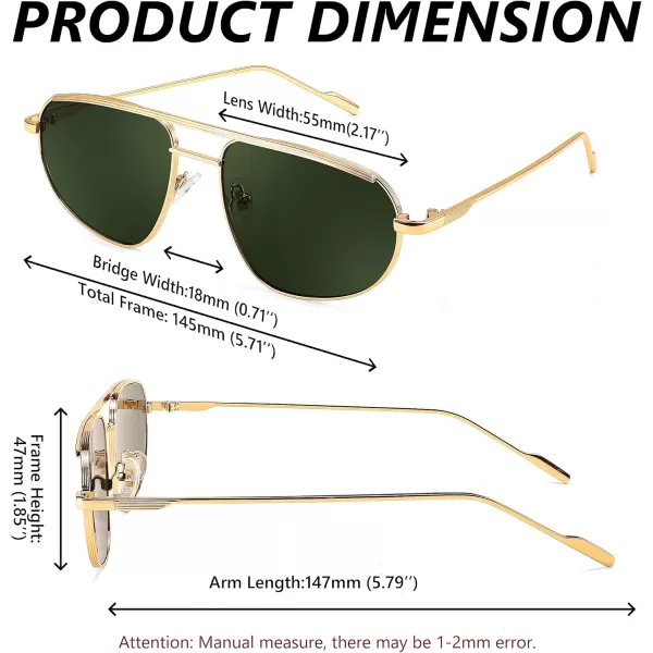FEISEDY Retro Trendy Aviator Sunglasses Women Men 90s Small Vintage Glasses Stylish Gold Metal Oval Sunglasses B2906Gold FrameBlackish Green Lens