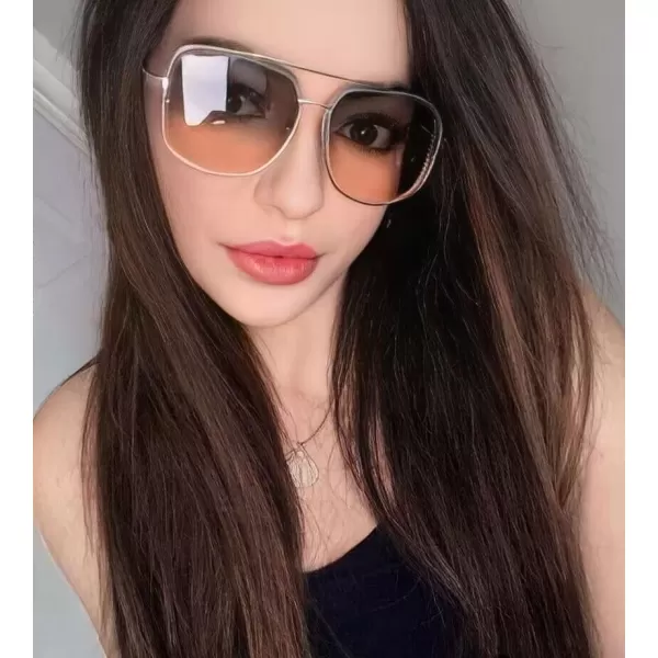 FEISEDY Sunglasses Mens Women Vintage Pilot Square Trendy Metal Steampunk Fishing Driving Sun Glasses B2894Gold Gradient Black