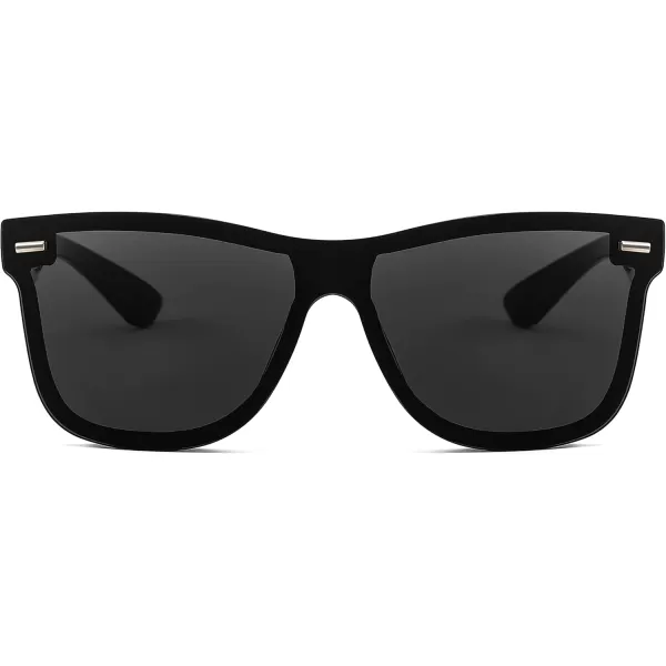 FEISEDY Sunglasses Rimless Mirrored Sun Glasses with Reflective OnePiece Lens B4114Black