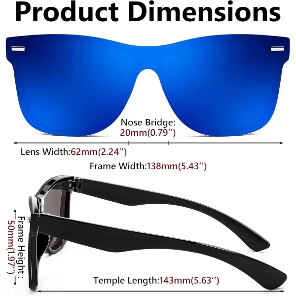 FEISEDY Sunglasses Rimless Mirrored Sun Glasses with Reflective OnePiece Lens B4114Black FrameBlue Mirror