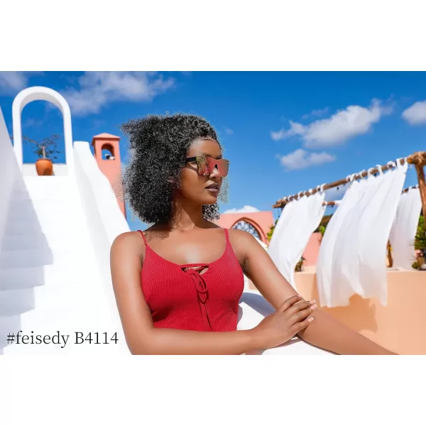 FEISEDY Sunglasses Rimless Mirrored Sun Glasses with Reflective OnePiece Lens B4114Black FramePink Mirror