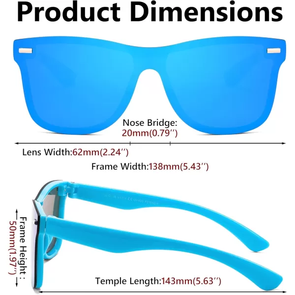 FEISEDY Sunglasses Rimless Mirrored Sun Glasses with Reflective OnePiece Lens B4114Blue FrameBlue Mirror