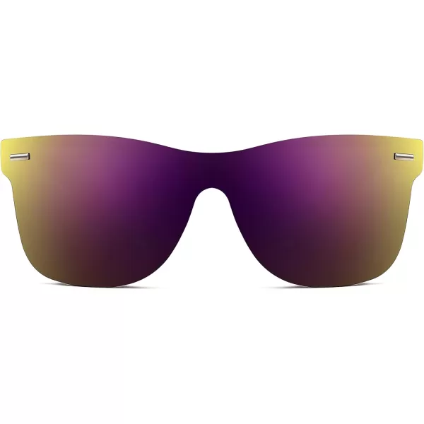 FEISEDY Sunglasses Rimless Mirrored Sun Glasses with Reflective OnePiece Lens B4114Dark Lavender Mirror