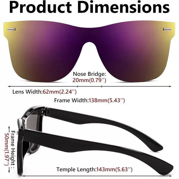 FEISEDY Sunglasses Rimless Mirrored Sun Glasses with Reflective OnePiece Lens B4114Dark Lavender Mirror