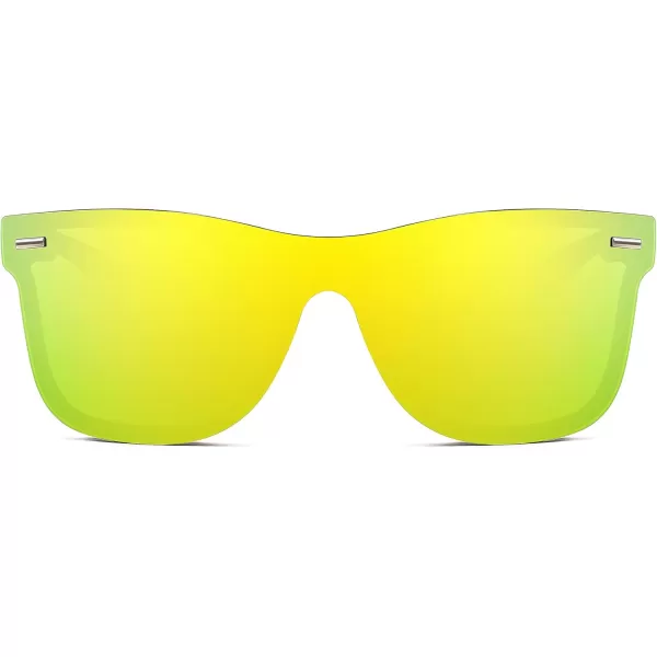 FEISEDY Sunglasses Rimless Mirrored Sun Glasses with Reflective OnePiece Lens B4114Gold Mirror
