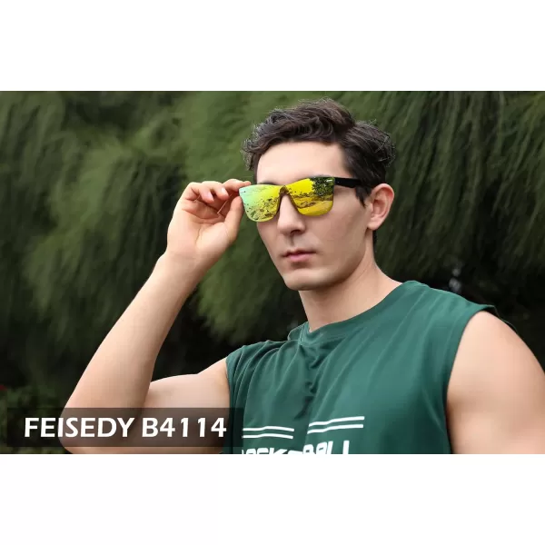 FEISEDY Sunglasses Rimless Mirrored Sun Glasses with Reflective OnePiece Lens B4114Gold Mirror