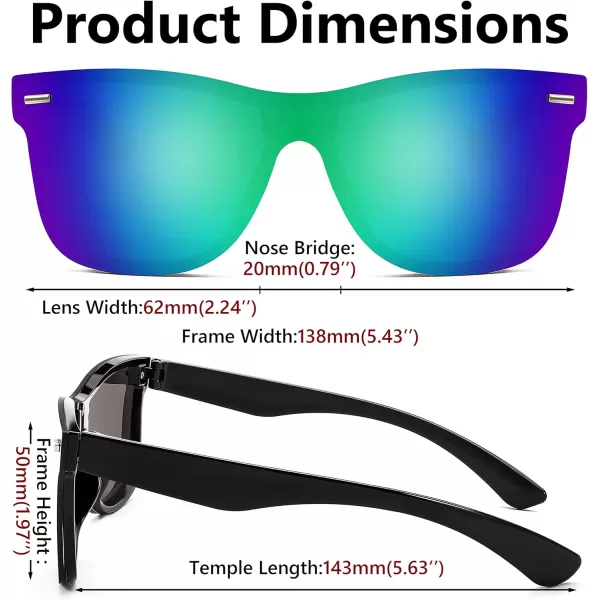 FEISEDY Sunglasses Rimless Mirrored Sun Glasses with Reflective OnePiece Lens B4114Green Blue Mirror