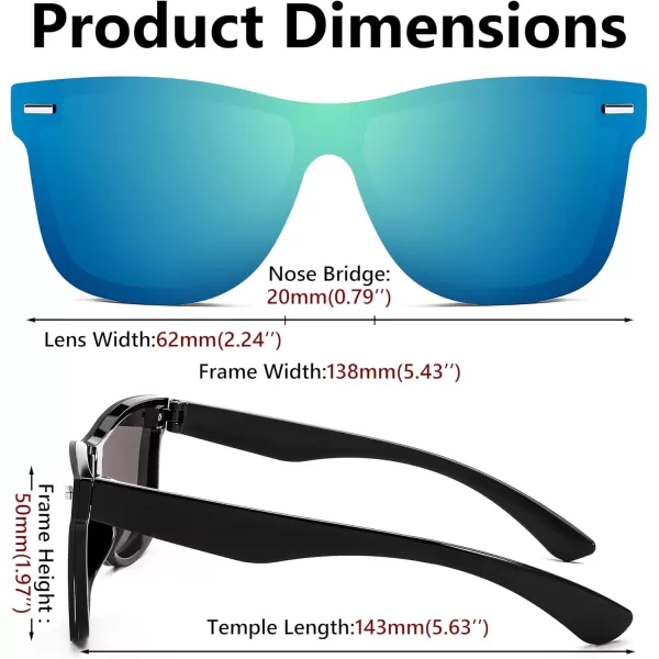 FEISEDY Sunglasses Rimless Mirrored Sun Glasses with Reflective OnePiece Lens B4114Light Blue Mirror