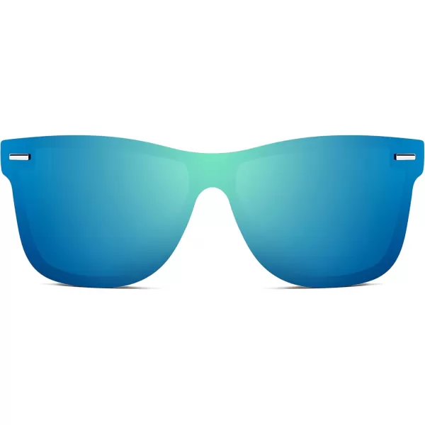 FEISEDY Sunglasses Rimless Mirrored Sun Glasses with Reflective OnePiece Lens B4114Light Blue Mirror