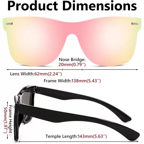 FEISEDY Sunglasses Rimless Mirrored Sun Glasses with Reflective OnePiece Lens B4114Pink Mirror Polarized