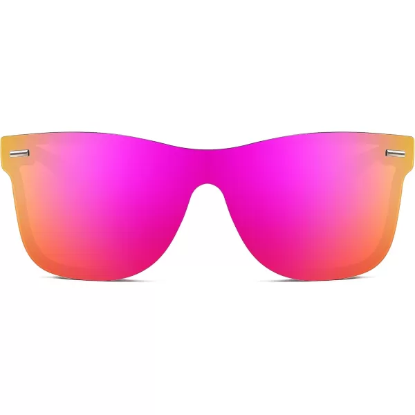 FEISEDY Sunglasses Rimless Mirrored Sun Glasses with Reflective OnePiece Lens B4114Purple Mirror