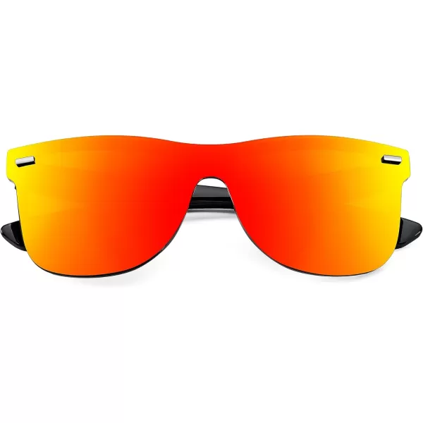 FEISEDY Sunglasses Rimless Mirrored Sun Glasses with Reflective OnePiece Lens B4114Red Mirror
