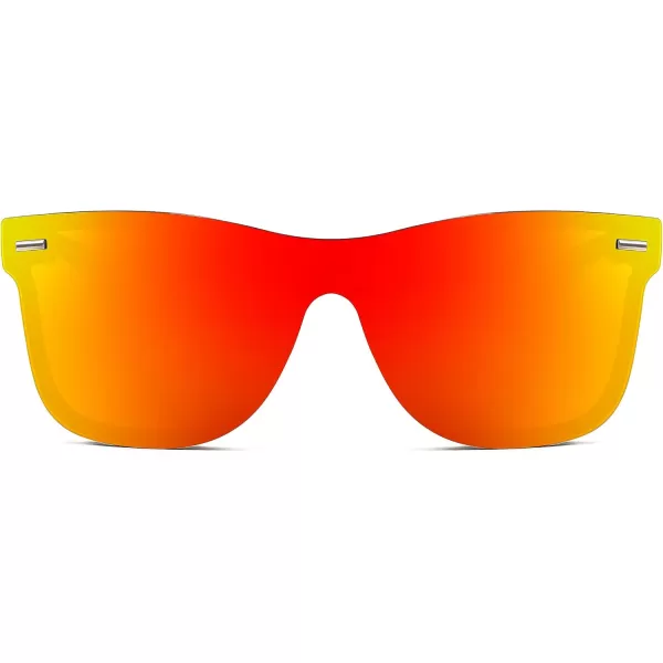 FEISEDY Sunglasses Rimless Mirrored Sun Glasses with Reflective OnePiece Lens B4114Red Mirror