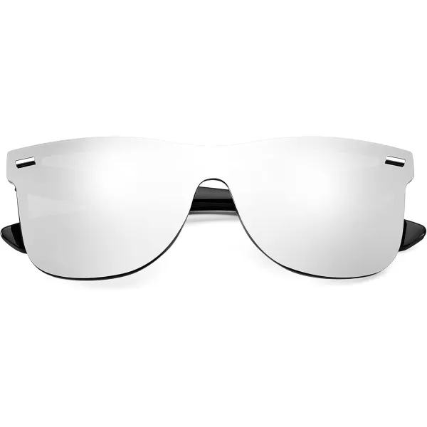 FEISEDY Sunglasses Rimless Mirrored Sun Glasses with Reflective OnePiece Lens B4114Sliver Mirror