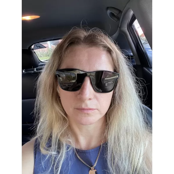 FEISEDY Trendy Square Polarized Sunglasses for Women Men one piece Mirror Flat Lens Anti Reflective B2814Black LensBlack Frame