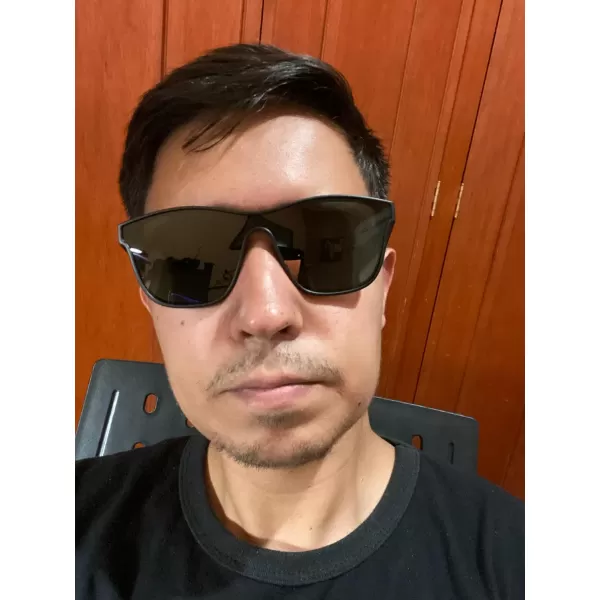 FEISEDY Trendy Square Polarized Sunglasses for Women Men one piece Mirror Flat Lens Anti Reflective B2814Black LensBlack Frame