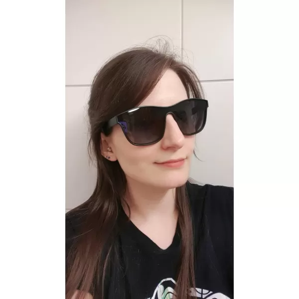FEISEDY Trendy Square Polarized Sunglasses for Women Men one piece Mirror Flat Lens Anti Reflective B2814Tea LensLeopard Frame