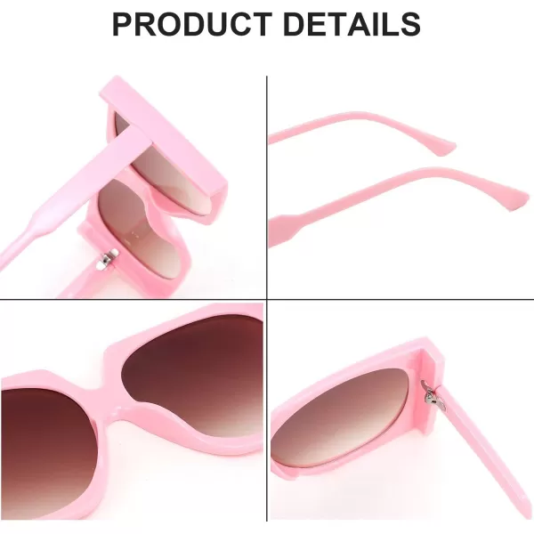 FEISEDY Vintage Big Square Sunglasses Women Fashion Large Shapes 100 UV400 Protection B2749Pink Frame  Gradual Tea Lens
