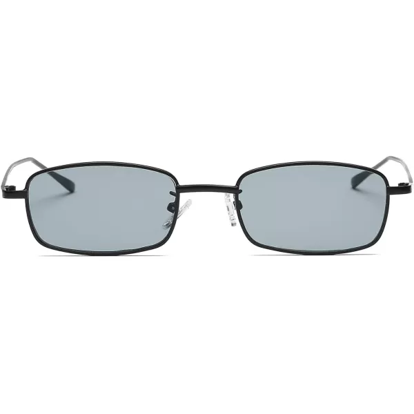 FEISEDY Vintage Small Rectangle Sunglasses Women Men Retro Trendy Square Metal Frame Sun Glasses B2295BlackGray