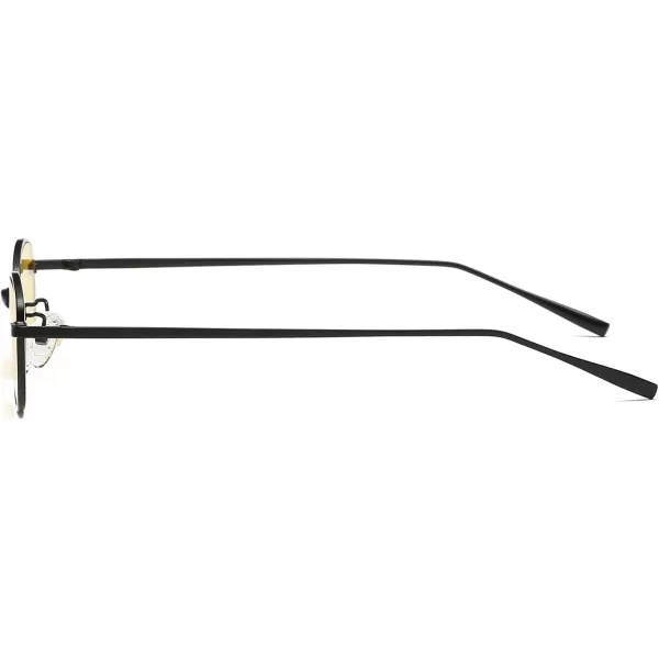 FEISEDY Vintage Small Rectangle Sunglasses Women Men Retro Trendy Square Metal Frame Sun Glasses B2295BlackYellow