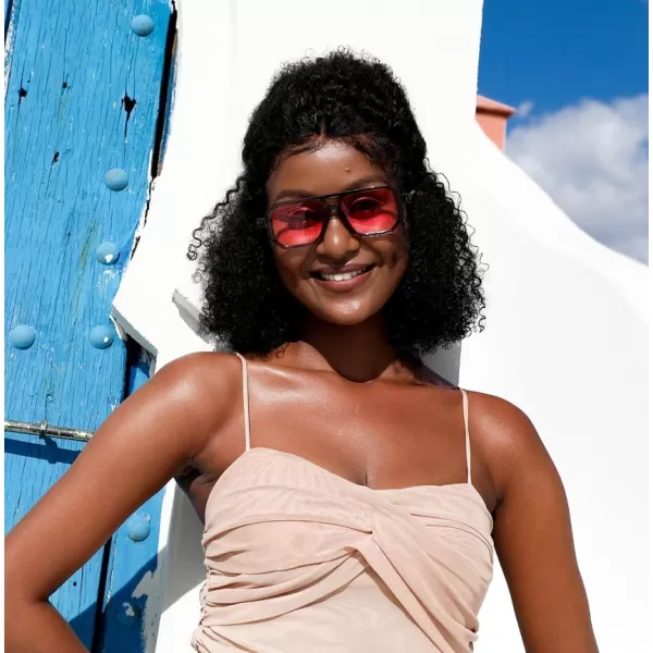 FEISEDY Vintage Square 70s Flat Aviator Sunglasses Women Men Classic Retro Stylish Frame UV400 Sunglasses B2622004 Gray Frame  Pink Lens