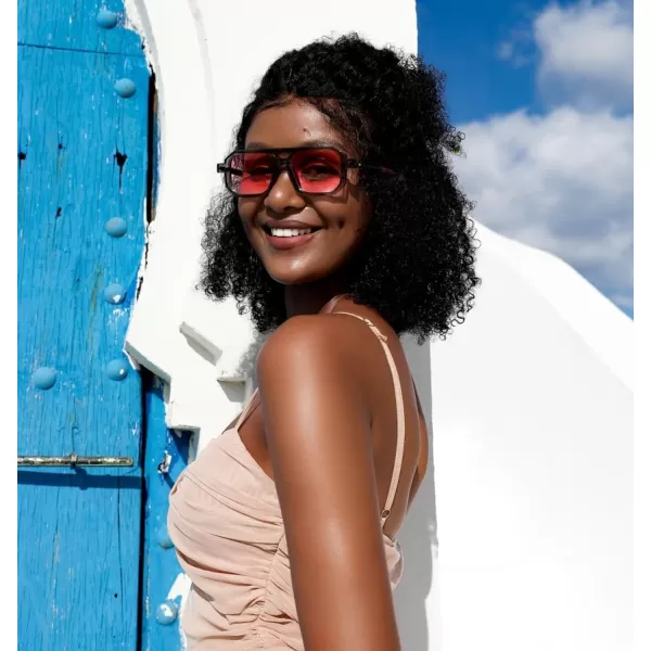 FEISEDY Vintage Square 70s Flat Aviator Sunglasses Women Men Classic Retro Stylish Frame UV400 Sunglasses B2622004 Gray Frame  Pink Lens