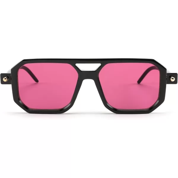 FEISEDY Vintage Square 70s Flat Aviator Sunglasses Women Men Classic Retro Stylish Frame UV400 Sunglasses B2622009 Black Frame  Purple Lens
