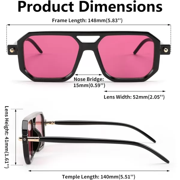 FEISEDY Vintage Square 70s Flat Aviator Sunglasses Women Men Classic Retro Stylish Frame UV400 Sunglasses B2622009 Black Frame  Purple Lens