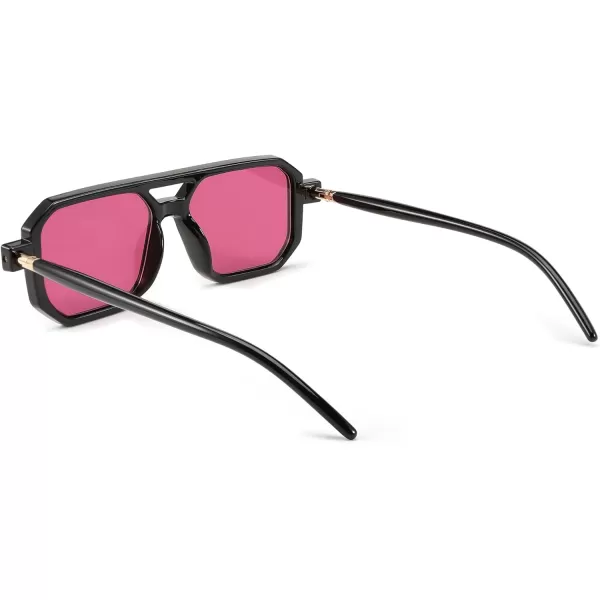 FEISEDY Vintage Square 70s Flat Aviator Sunglasses Women Men Classic Retro Stylish Frame UV400 Sunglasses B2622009 Black Frame  Purple Lens