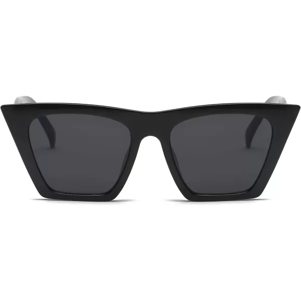 FEISEDY Vintage Square Cat Eye Sunglasses Women Trendy Cateye Sunglasses B2473Black