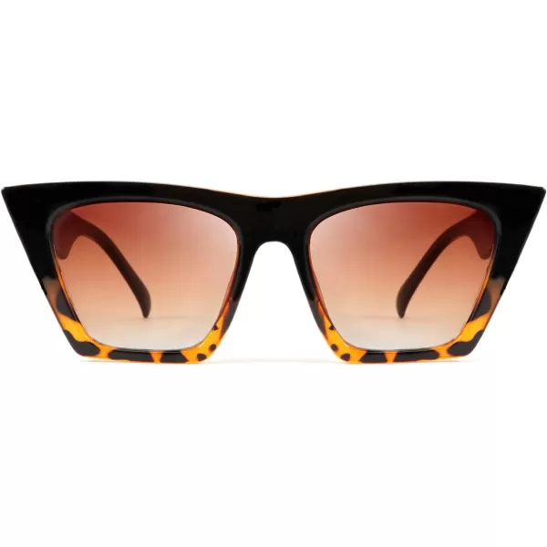 FEISEDY Vintage Square Cat Eye Sunglasses Women Trendy Cateye Sunglasses B2473Black Leopard