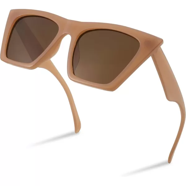 FEISEDY Vintage Square Cat Eye Sunglasses Women Trendy Cateye Sunglasses B2473Caramel
