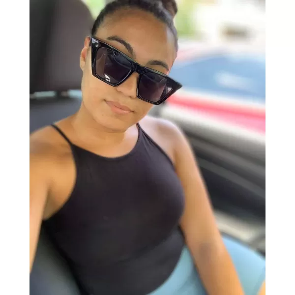 FEISEDY Vintage Square Cat Eye Sunglasses Women Trendy Cateye Sunglasses B2473Clear Blue