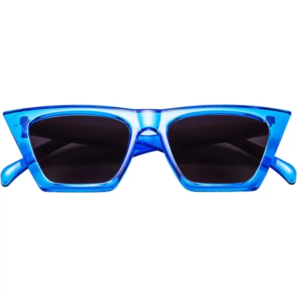 FEISEDY Vintage Square Cat Eye Sunglasses Women Trendy Cateye Sunglasses B2473Clear Blue