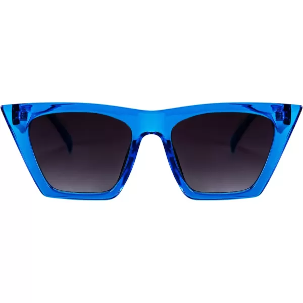 FEISEDY Vintage Square Cat Eye Sunglasses Women Trendy Cateye Sunglasses B2473Clear Blue