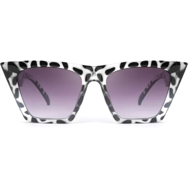 FEISEDY Vintage Square Cat Eye Sunglasses Women Trendy Cateye Sunglasses B2473Clear Grey Leopard