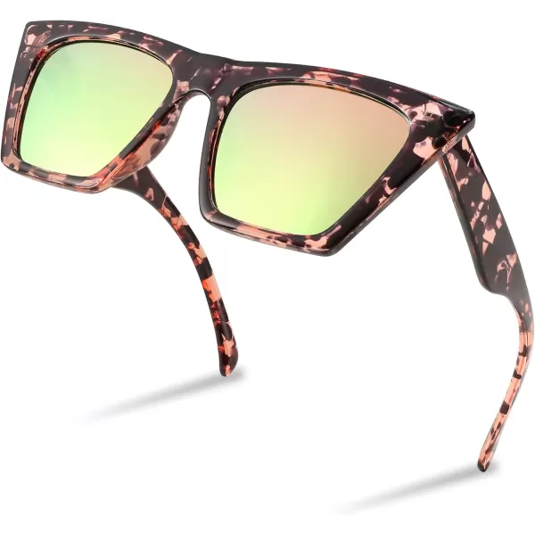 FEISEDY Vintage Square Cat Eye Sunglasses Women Trendy Cateye Sunglasses B2473Clear Pink Black Lropard