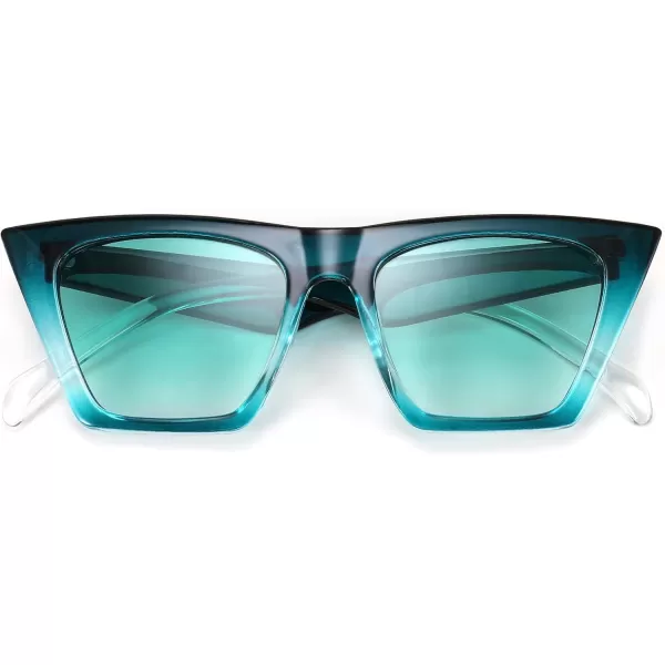 FEISEDY Vintage Square Cat Eye Sunglasses Women Trendy Cateye Sunglasses B2473Emerald Green