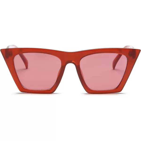 FEISEDY Vintage Square Cat Eye Sunglasses Women Trendy Cateye Sunglasses B2473Red