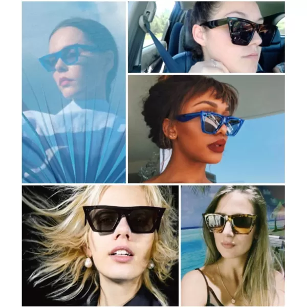 FEISEDY Vintage Square Cat Eye Sunglasses Women Trendy Cateye Sunglasses B2473White