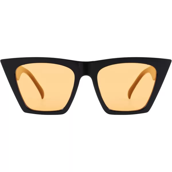 FEISEDY Vintage Square Cat Eye Sunglasses Women Trendy Cateye Sunglasses B2473Yellow