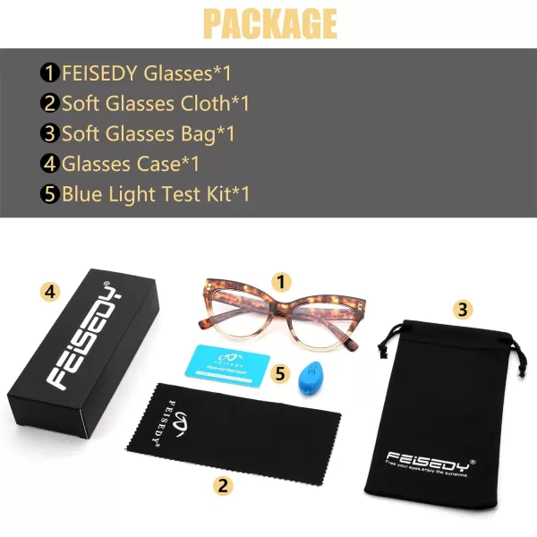 FEISEDY Women Oversized Blue Light Blocking Computer Glasses Fake Nerd Cat Eye Glasses Frame Anti Eyestrain B2323Leopard Frame
