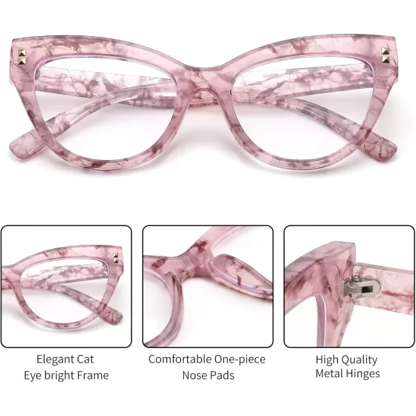 FEISEDY Women Oversized Blue Light Blocking Computer Glasses Fake Nerd Cat Eye Glasses Frame Anti Eyestrain B2323Pink Floral Frame