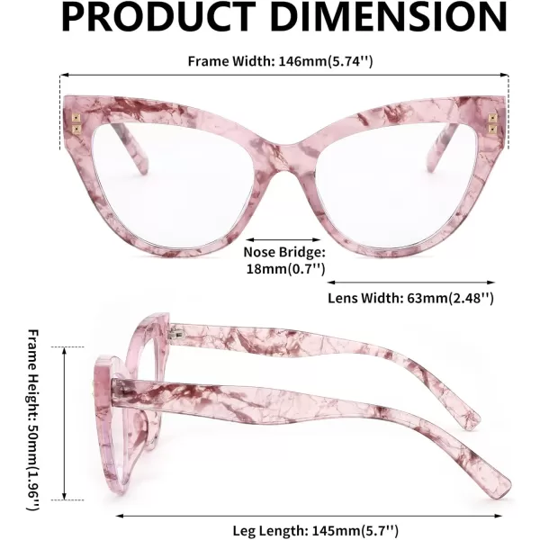 FEISEDY Women Oversized Blue Light Blocking Computer Glasses Fake Nerd Cat Eye Glasses Frame Anti Eyestrain B2323Pink Floral Frame