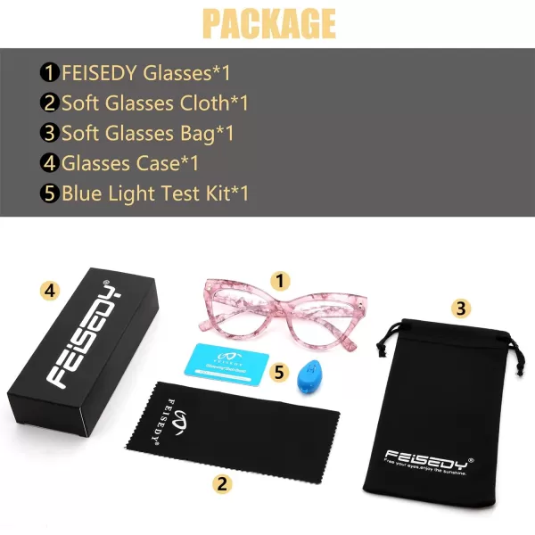 FEISEDY Women Oversized Blue Light Blocking Computer Glasses Fake Nerd Cat Eye Glasses Frame Anti Eyestrain B2323Pink Floral Frame