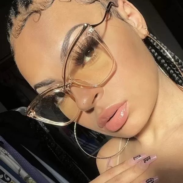 FEISEDY Women Oversized Square Blue Light Blocking Glasses Anti Eyestrain Cat Eye Fashion Eyewear B2956Transparent Tea