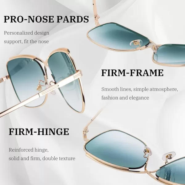 FEISEDY Womens Cute Sunglasses Oversized Butterfly X Shape Design Cateye Lady Sunglasses B2738Golden Frame  Gradual Greenpink Lens