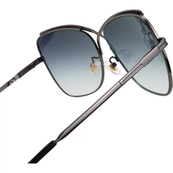 FEISEDY Womens Cute Sunglasses Oversized Butterfly X Shape Design Cateye Lady Sunglasses B2738Gun Grey Frame  Gradual Grey Lens