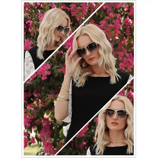 FEISEDY Womens Cute Sunglasses Oversized Butterfly X Shape Design Cateye Lady Sunglasses B2738Gun Grey Frame  Gradual Grey Lens