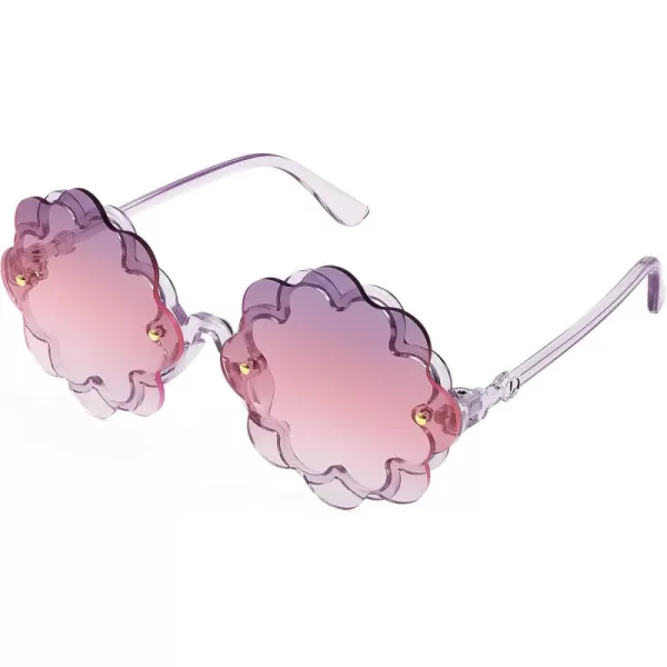 FEISEDY Girls Cute Flower Sunglasses Kids Round Toddler Baby Gglasses Colorful for Birthday Party Age 18 B2319Lilac Purple